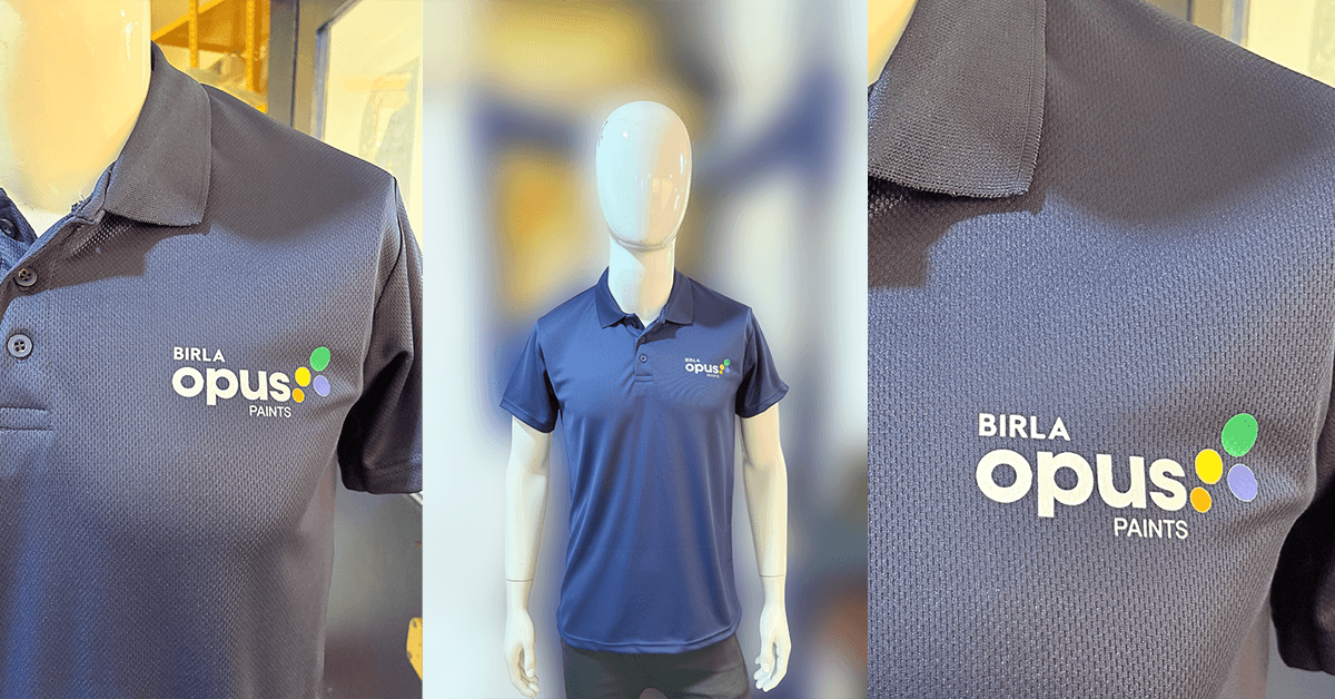 Birla Opus employee T-shirts manufactured with end-to-end control by factori.com